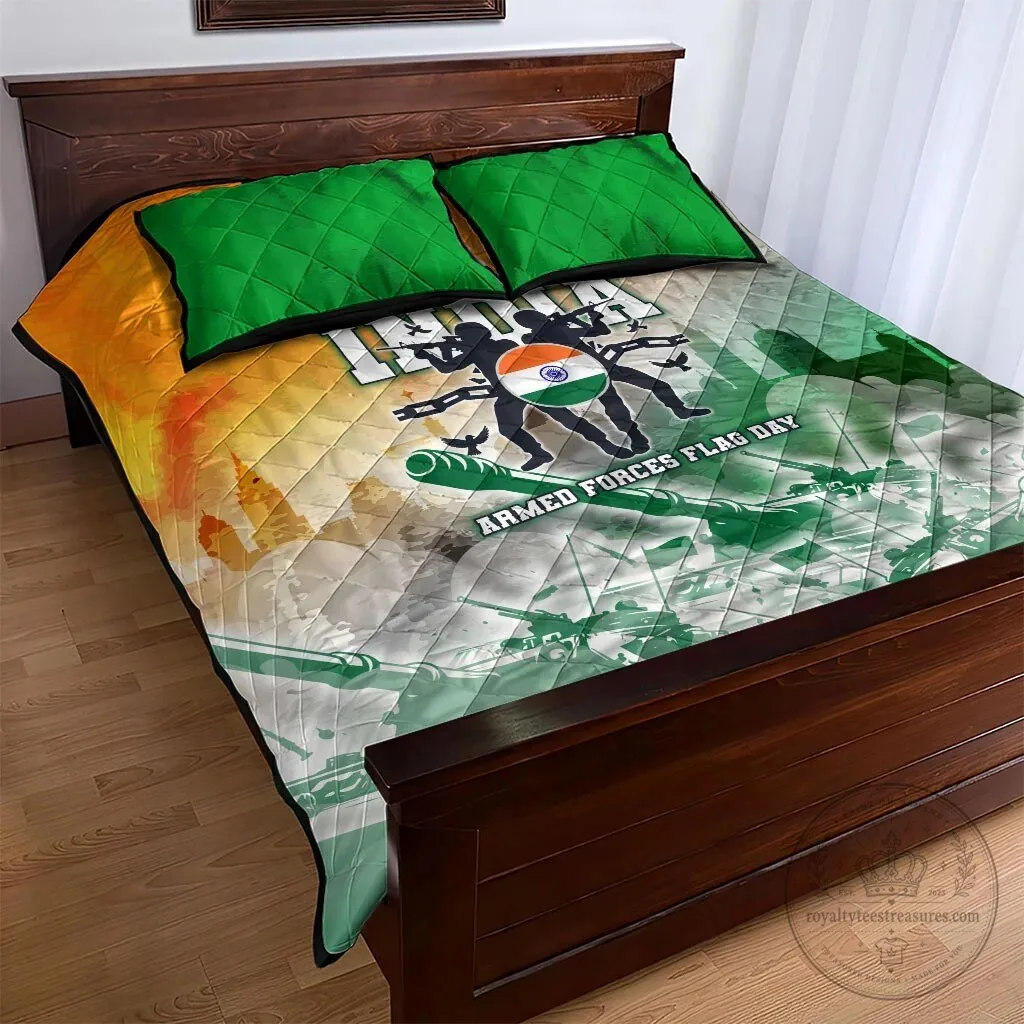 India Armed Forces Flag Day Quilted Blanket Military Indian Flag Silhouette 9 India Armed Forces Flag Day Quilted Blanket Military Indian Flag Silhouette