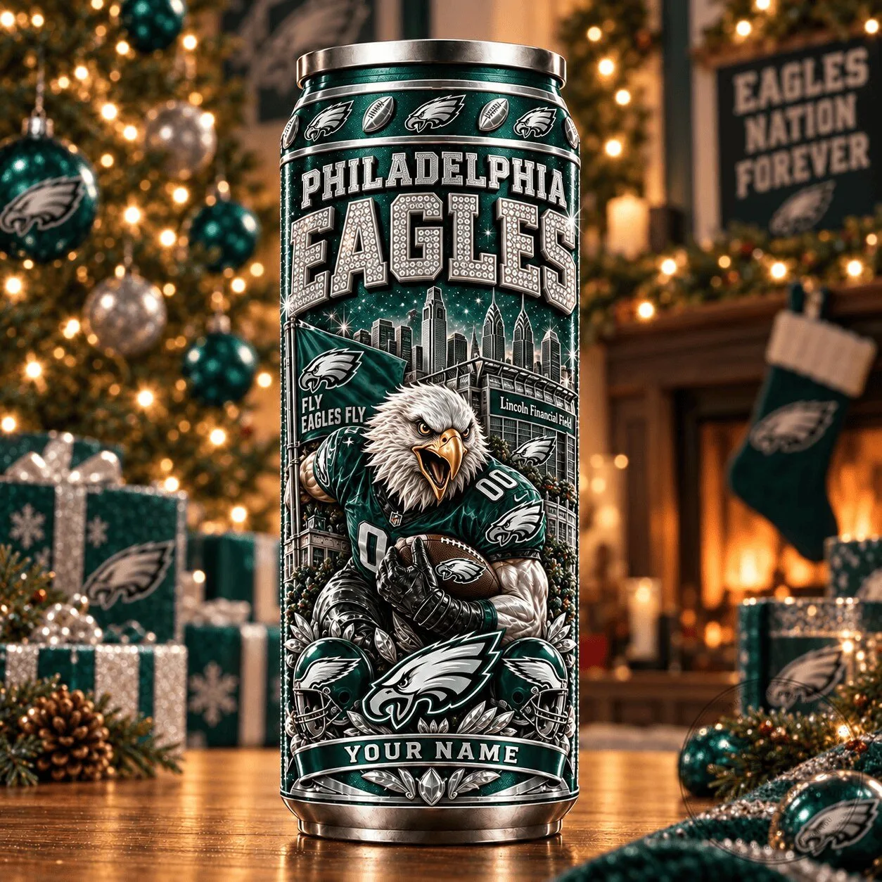Philadelphia Eagles Football Team Personalized Stainless Steel Can Tumbler