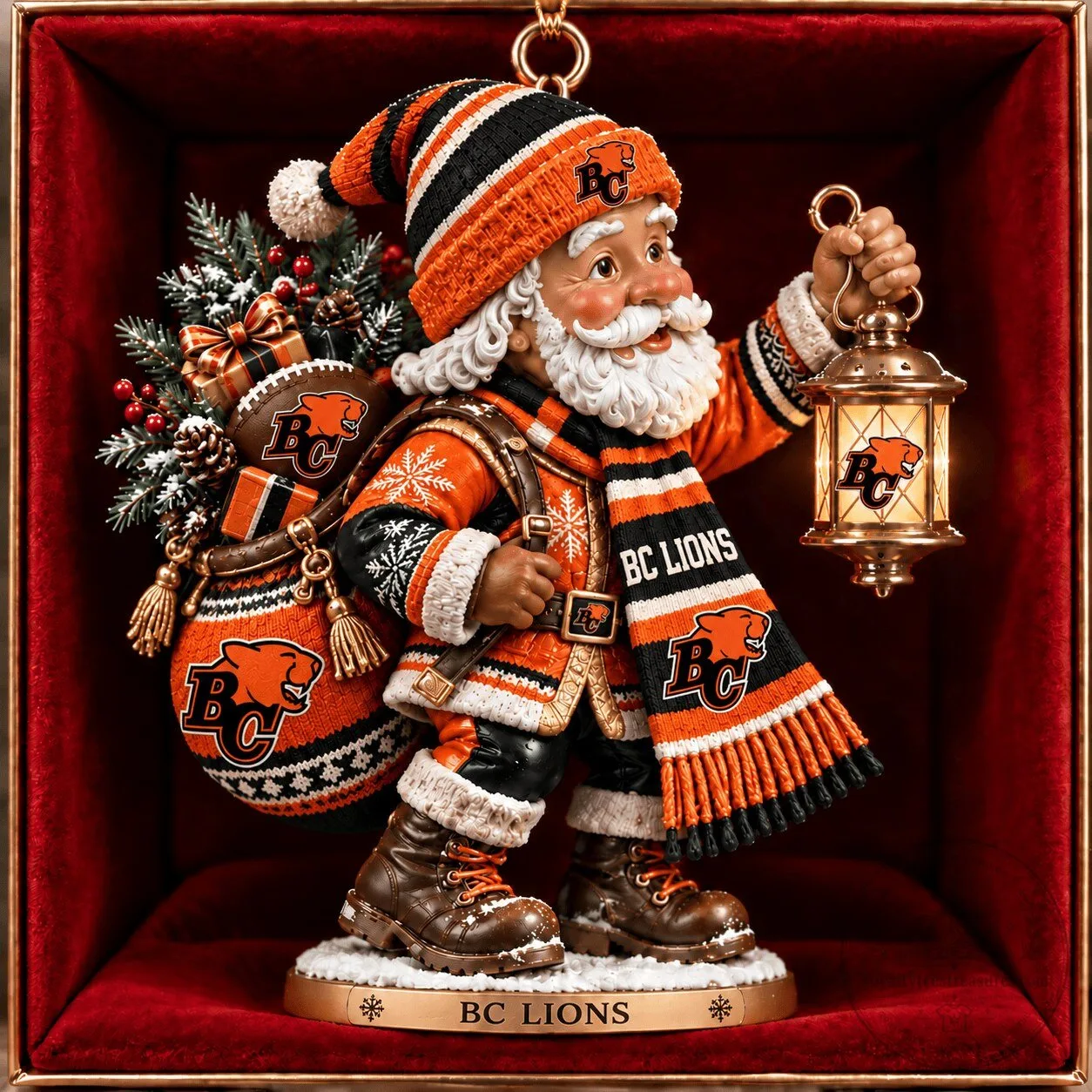 BC Lions Canadian Football League Santa Claus Christmas Ornament