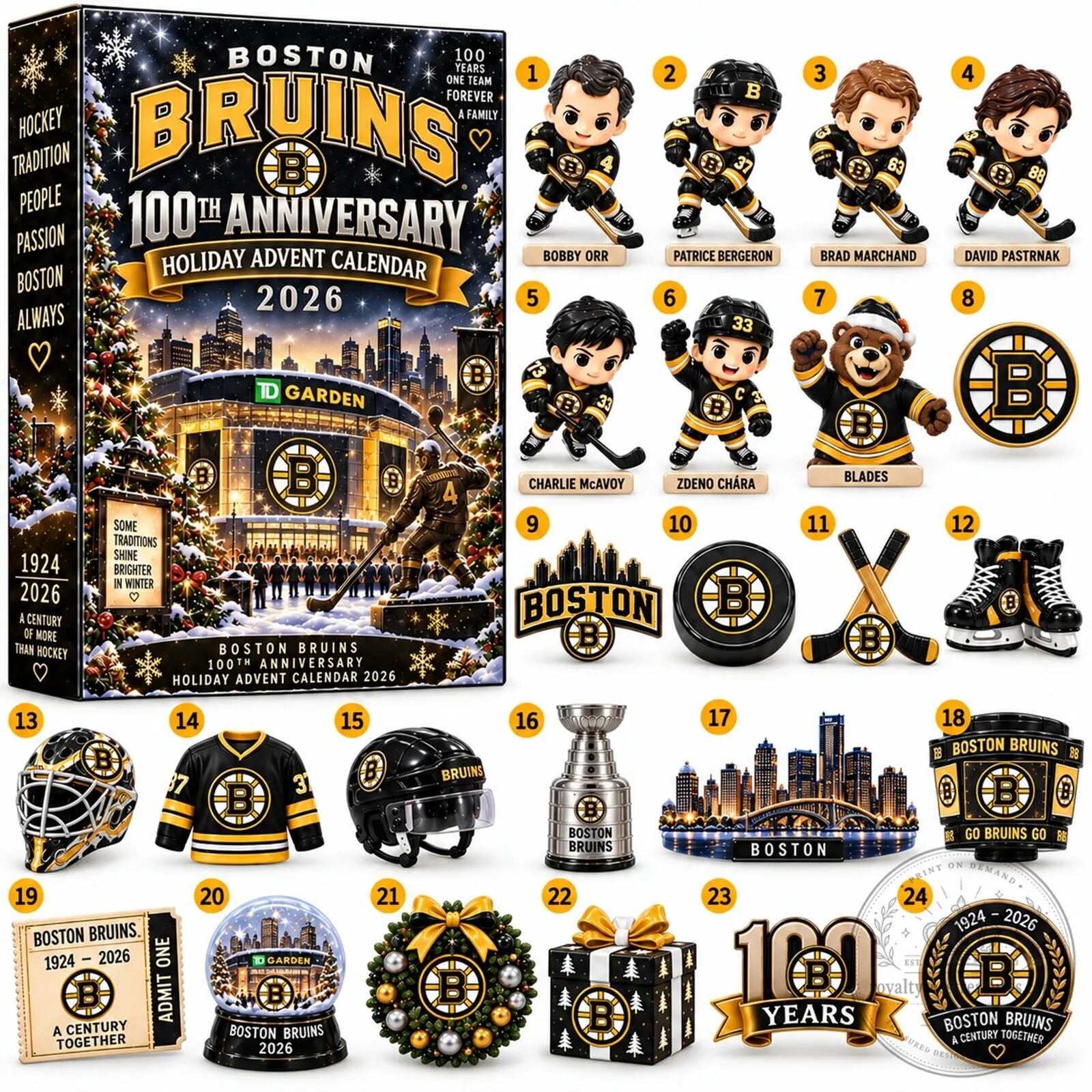Boston Bruins 100th Anniversary Holiday Advent Calendar 2026 Blind Box