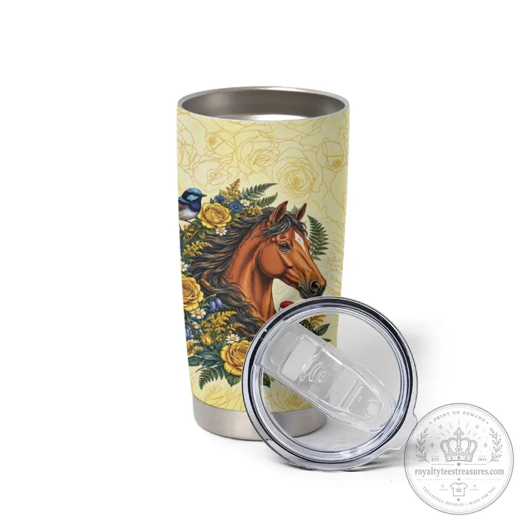 Horse and Yellow Rose Wreath Australian Birds Tumbler Cup 6 Horse and Yellow Rose Wreath Australian Birds Tumbler Cup