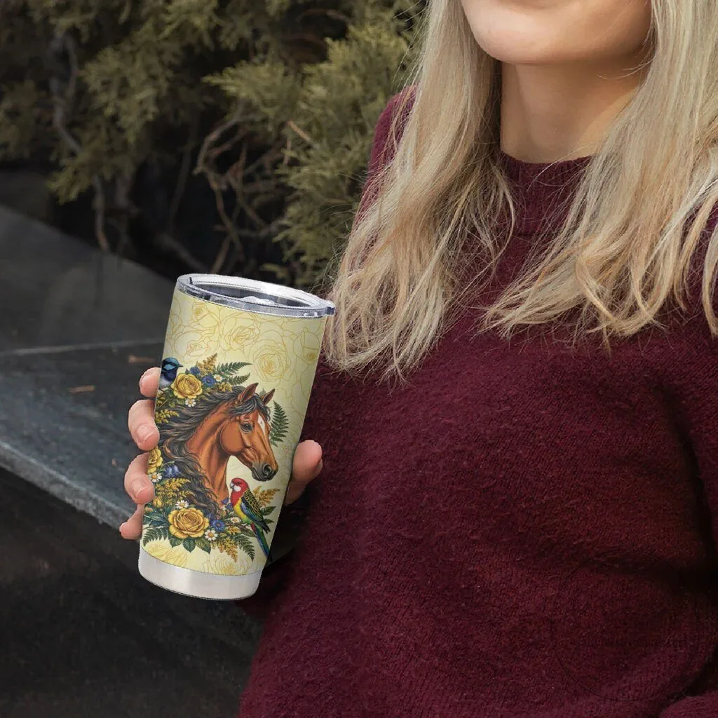 Horse and Yellow Rose Wreath Australian Birds Tumbler Cup 7 Horse and Yellow Rose Wreath Australian Birds Tumbler Cup