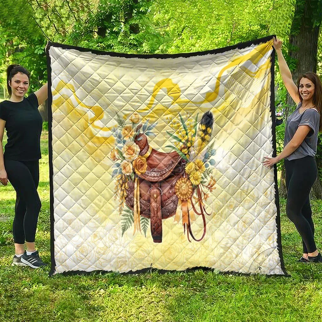 Yellow Rose and Wattle Flowers Horse Saddle Floral Quilted Blanket 9 Yellow Rose and Wattle Flowers Horse Saddle Floral Quilted Blanket