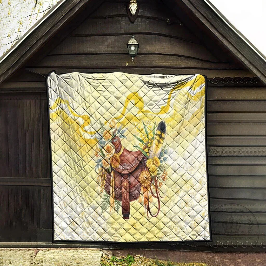 Yellow Rose and Wattle Flowers Horse Saddle Floral Quilted Blanket 12 Yellow Rose and Wattle Flowers Horse Saddle Floral Quilted Blanket