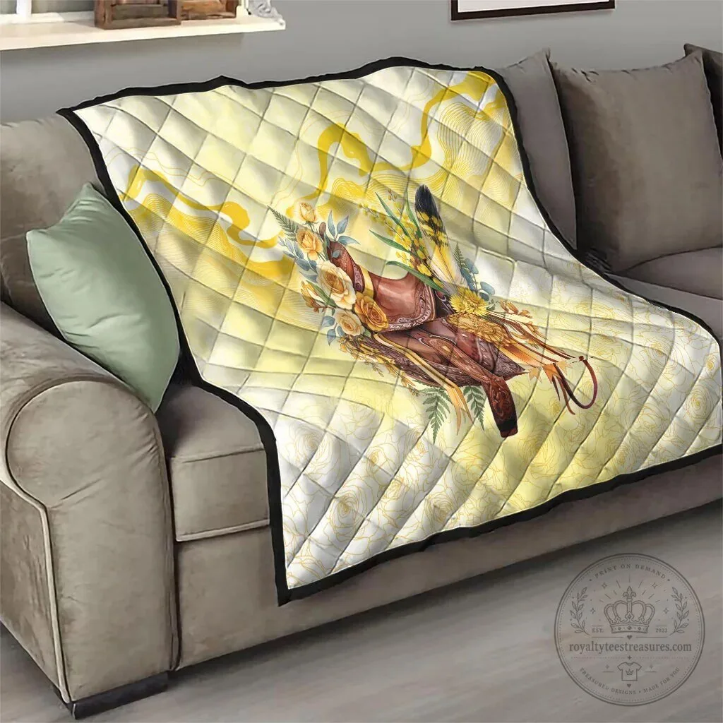 Yellow Rose and Wattle Flowers Horse Saddle Floral Quilted Blanket 14 Yellow Rose and Wattle Flowers Horse Saddle Floral Quilted Blanket