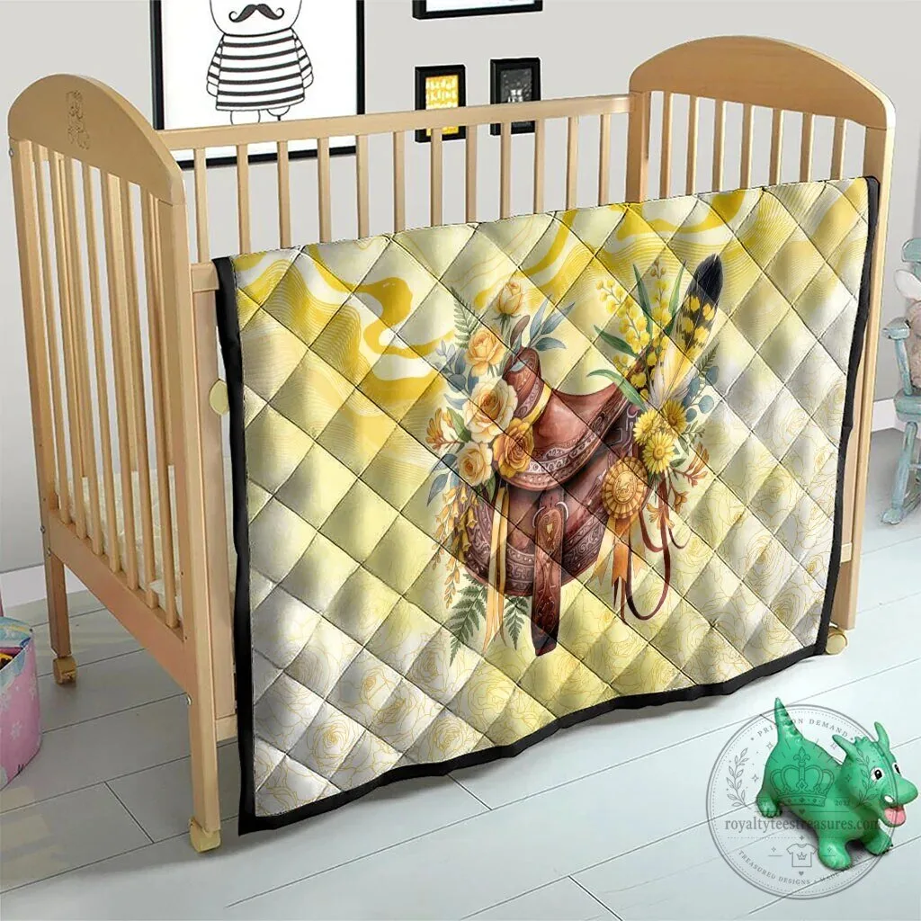 Yellow Rose and Wattle Flowers Horse Saddle Floral Quilted Blanket 15 Yellow Rose and Wattle Flowers Horse Saddle Floral Quilted Blanket