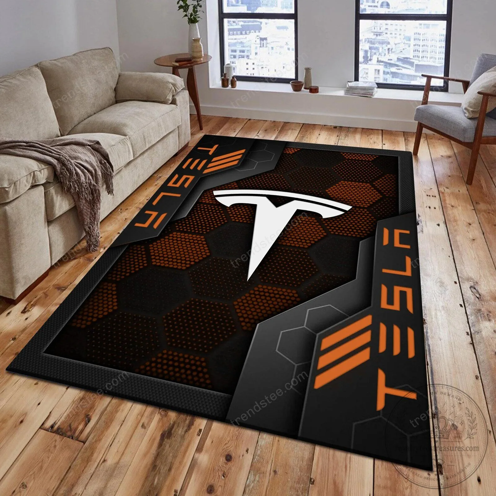 Tesla Welcome Personalized Geometric Hexagon Pattern Area Rug 10 Tesla Welcome Personalized Geometric Hexagon Pattern Area Rug