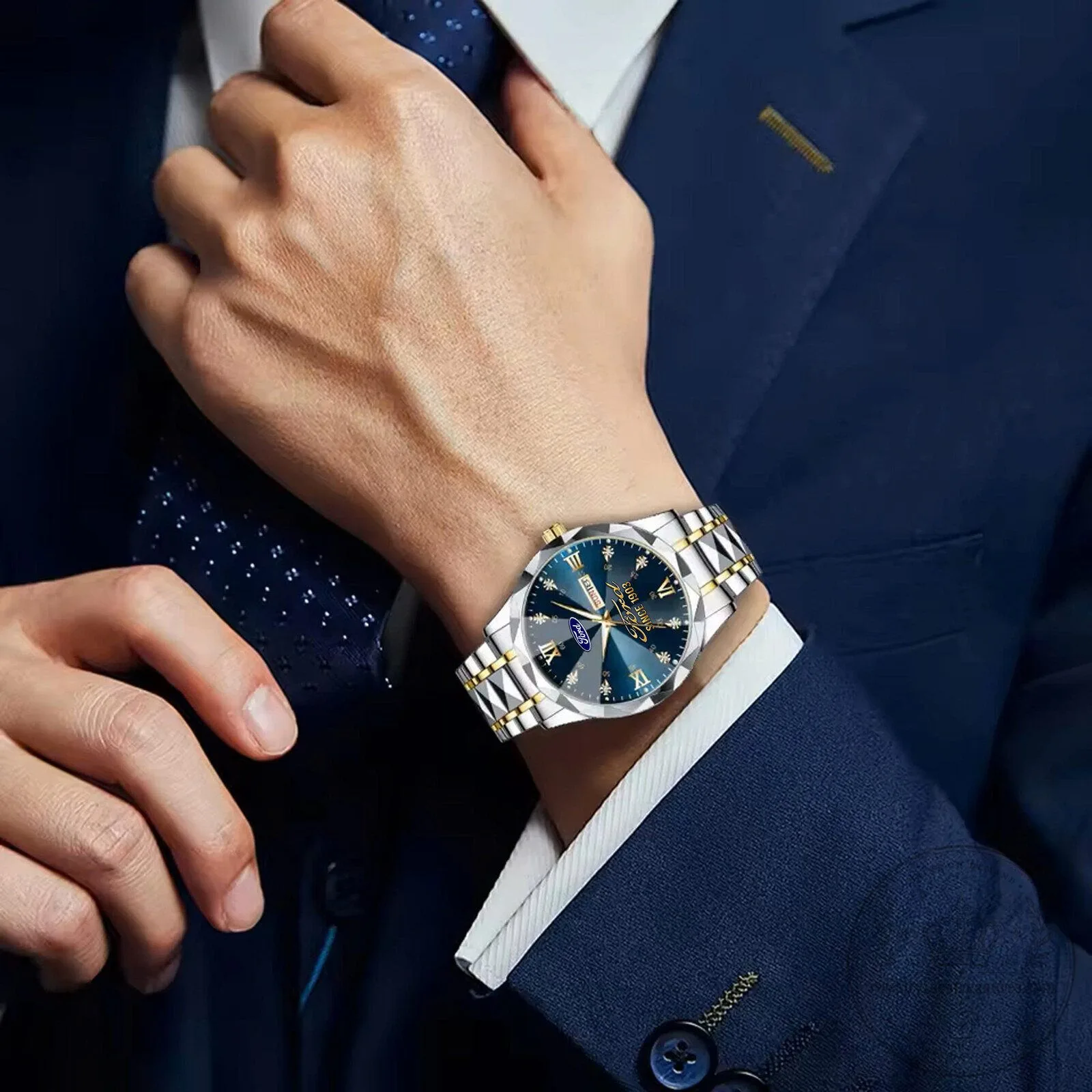 Ford Motor Company Blue Dial Stainless Steel Luxury Men's Watch 10 Ford Motor Company Blue Dial Stainless Steel Luxury Men