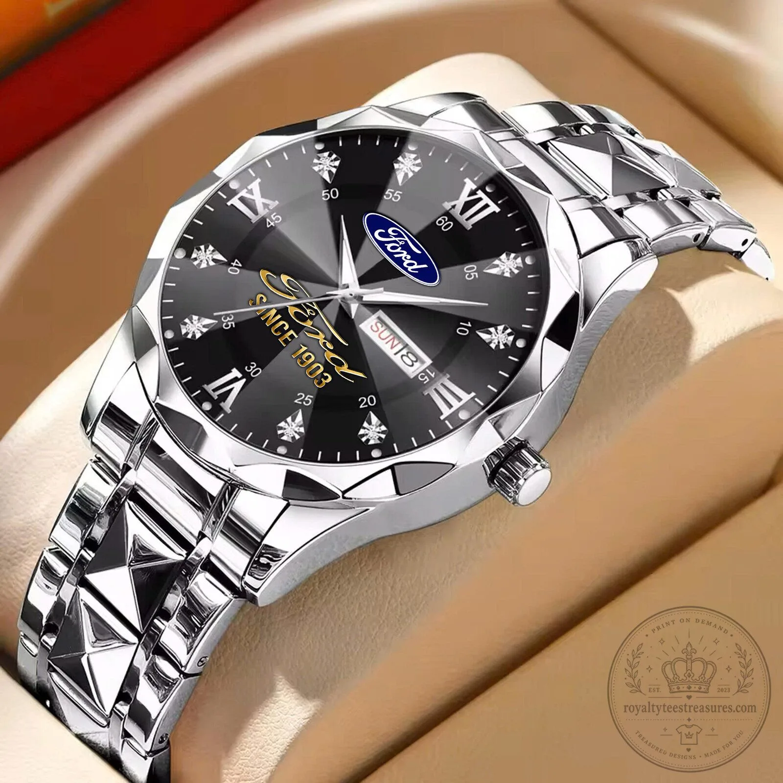 Ford Motor Company Blue Dial Stainless Steel Luxury Men's Watch 14 Ford Motor Company Blue Dial Stainless Steel Luxury Men