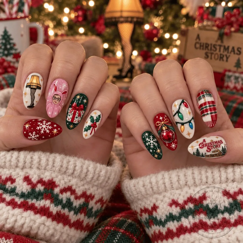 A Christmas Story Winter Holiday Press-On Nails Set for Festive Manicure A Christmas Story Winter Holiday Press-On Nails Set for Festive Manicure