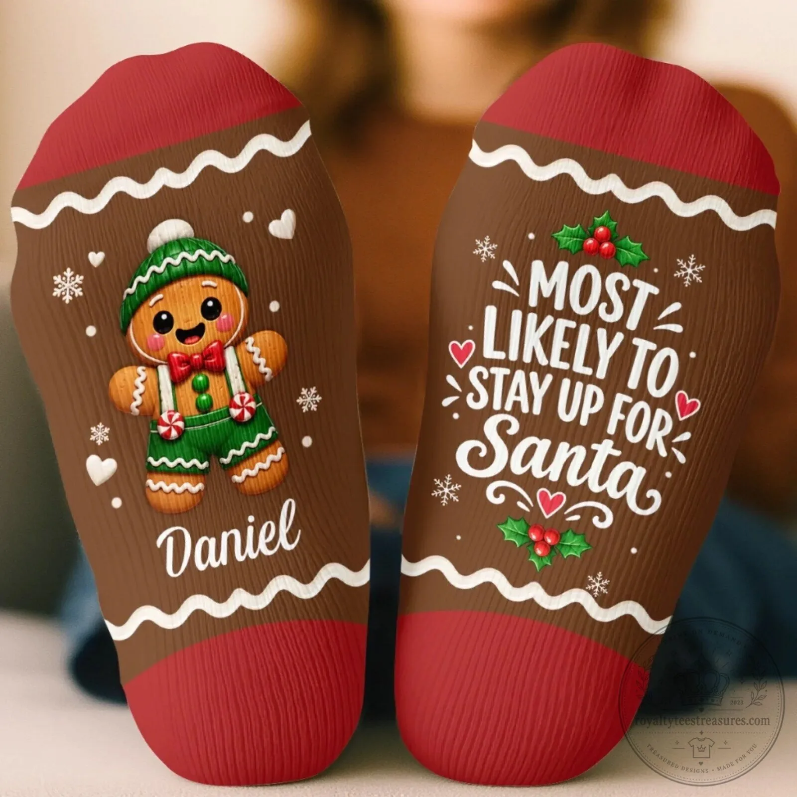 Most Likely To Stay Up For Santa Gingerbread Man Christmas Personalized Socks 5 Most Likely To Stay Up For Santa Gingerbread Man Christmas Personalized Socks