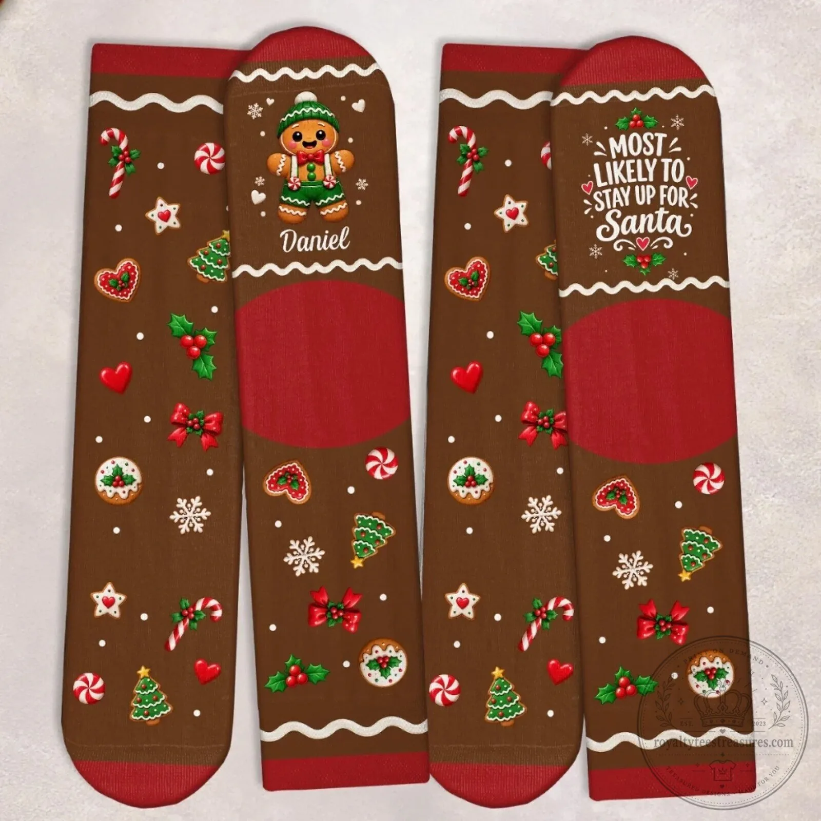 Most Likely To Stay Up For Santa Gingerbread Man Christmas Personalized Socks 7 Most Likely To Stay Up For Santa Gingerbread Man Christmas Personalized Socks