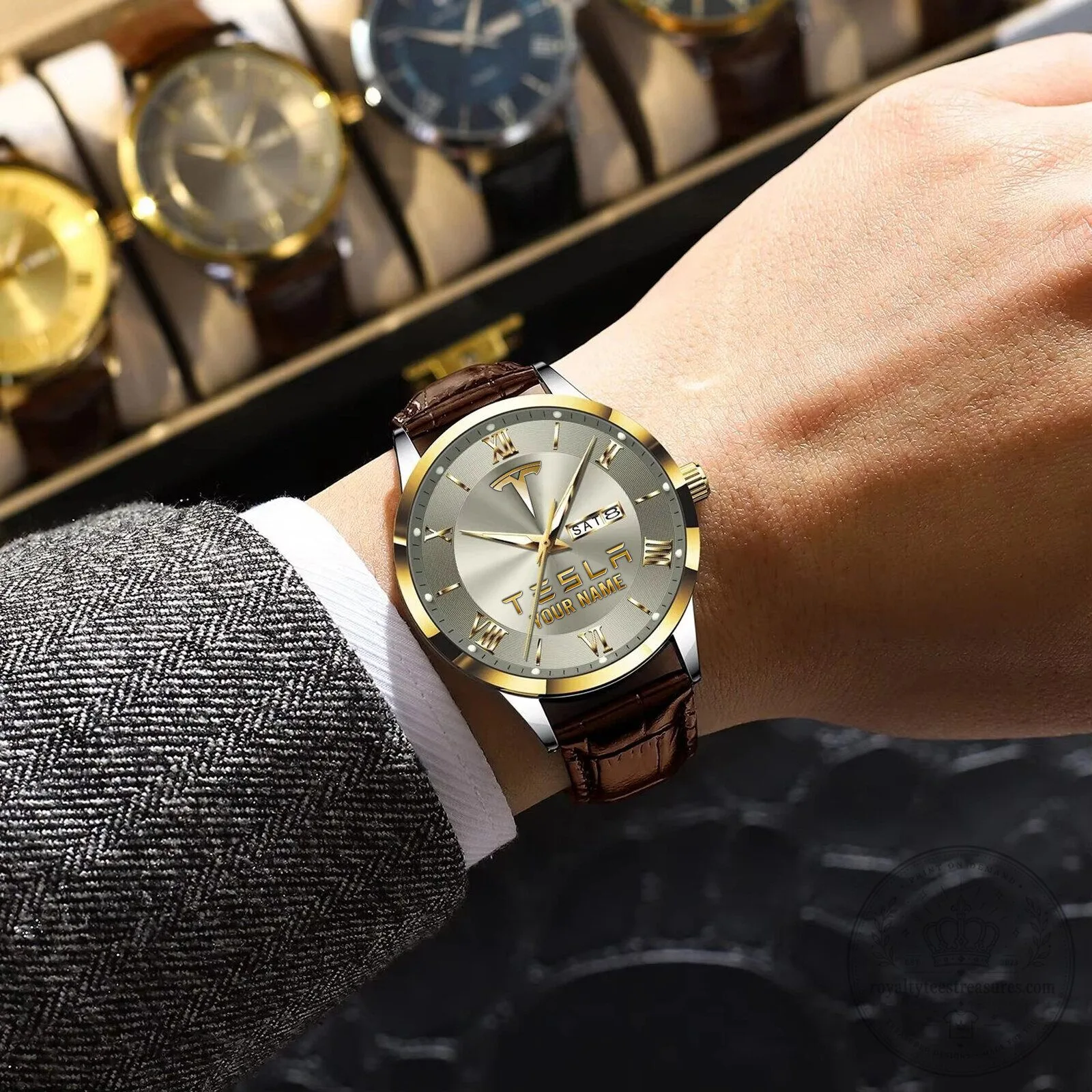Tesla Custom Name Elegant Fashion Design Leather Men's Watch 12 Tesla Custom Name Elegant Fashion Design Leather Men