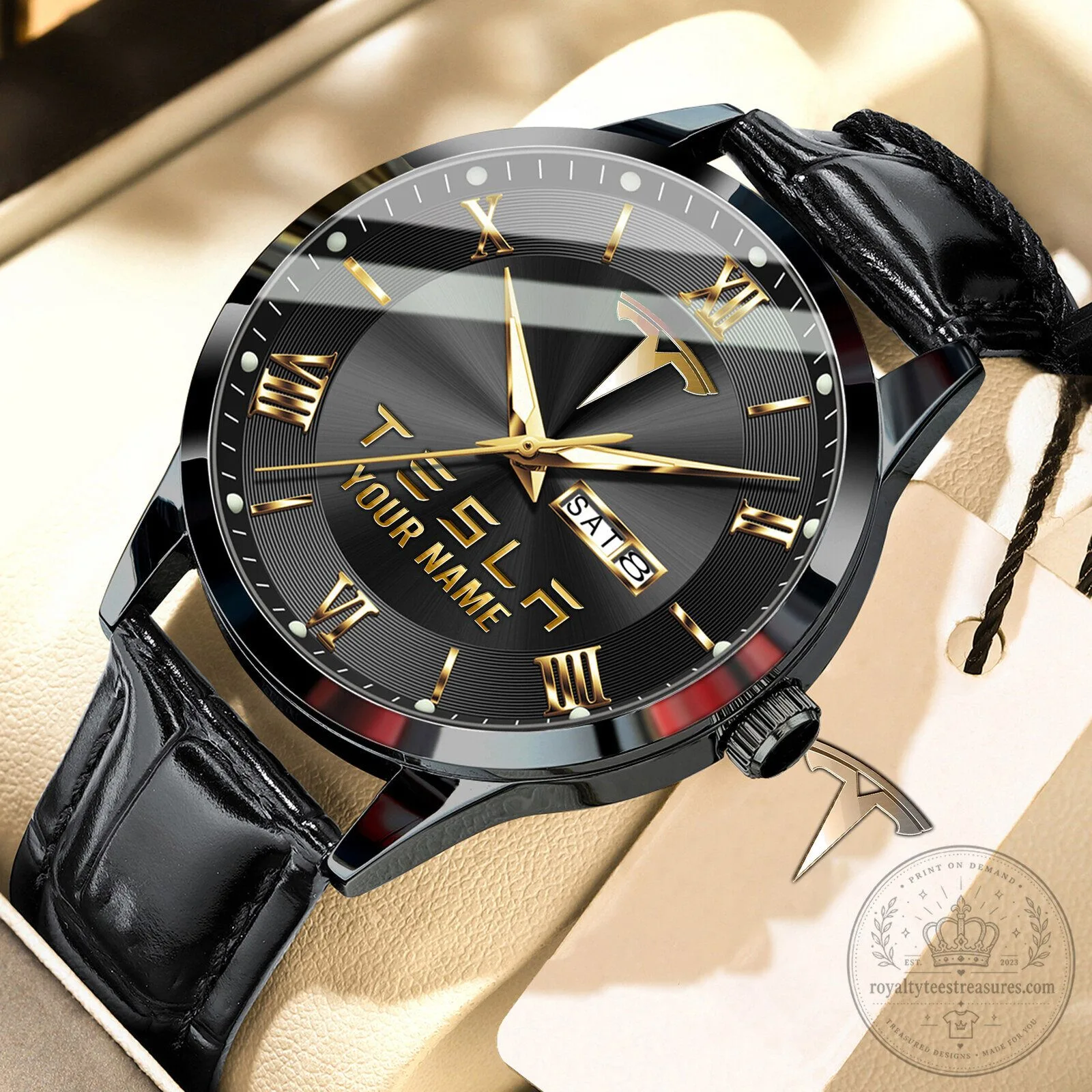 Tesla Custom Name Elegant Fashion Design Leather Men's Watch 13 Tesla Custom Name Elegant Fashion Design Leather Men