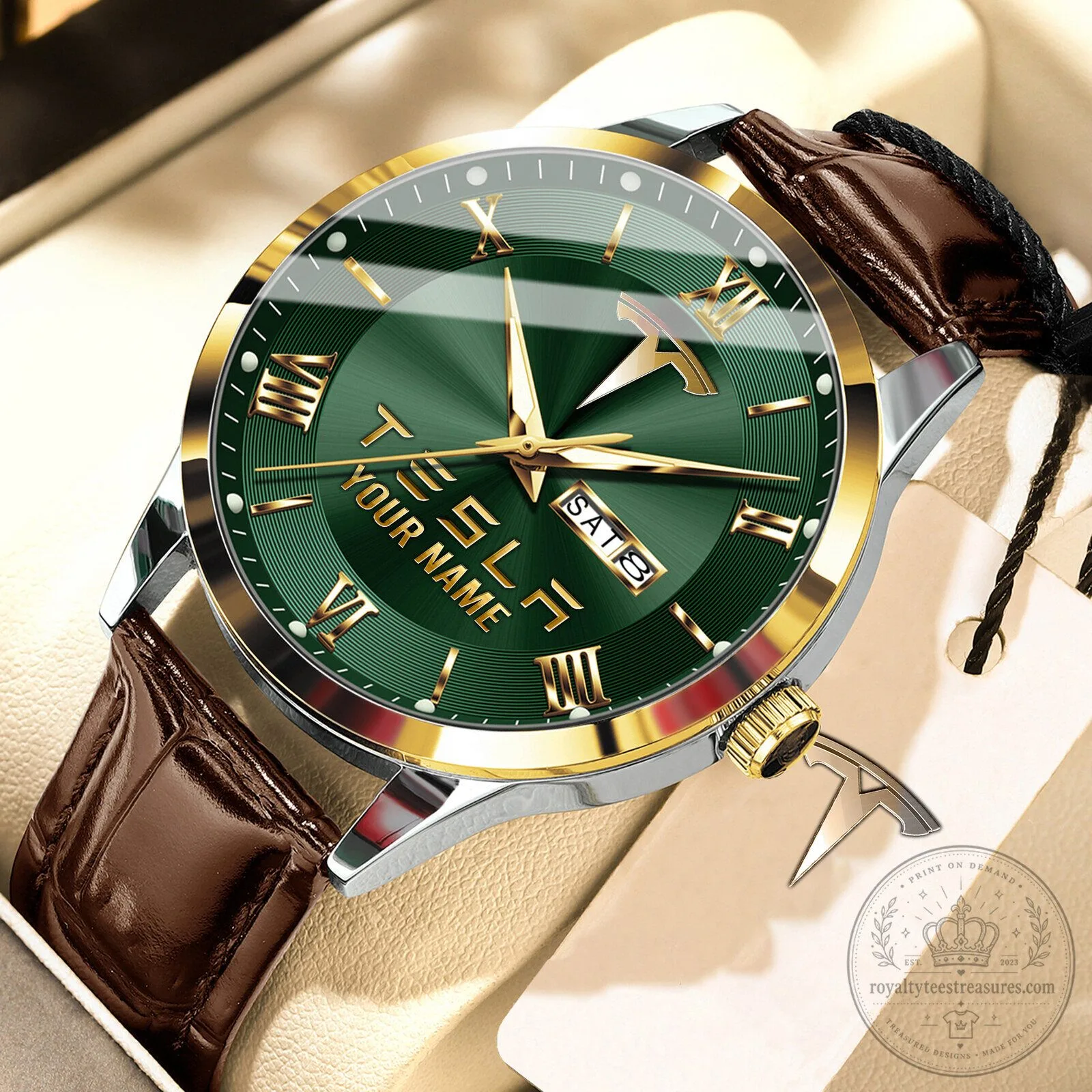 Tesla Custom Name Elegant Fashion Design Leather Men's Watch 15 Tesla Custom Name Elegant Fashion Design Leather Men
