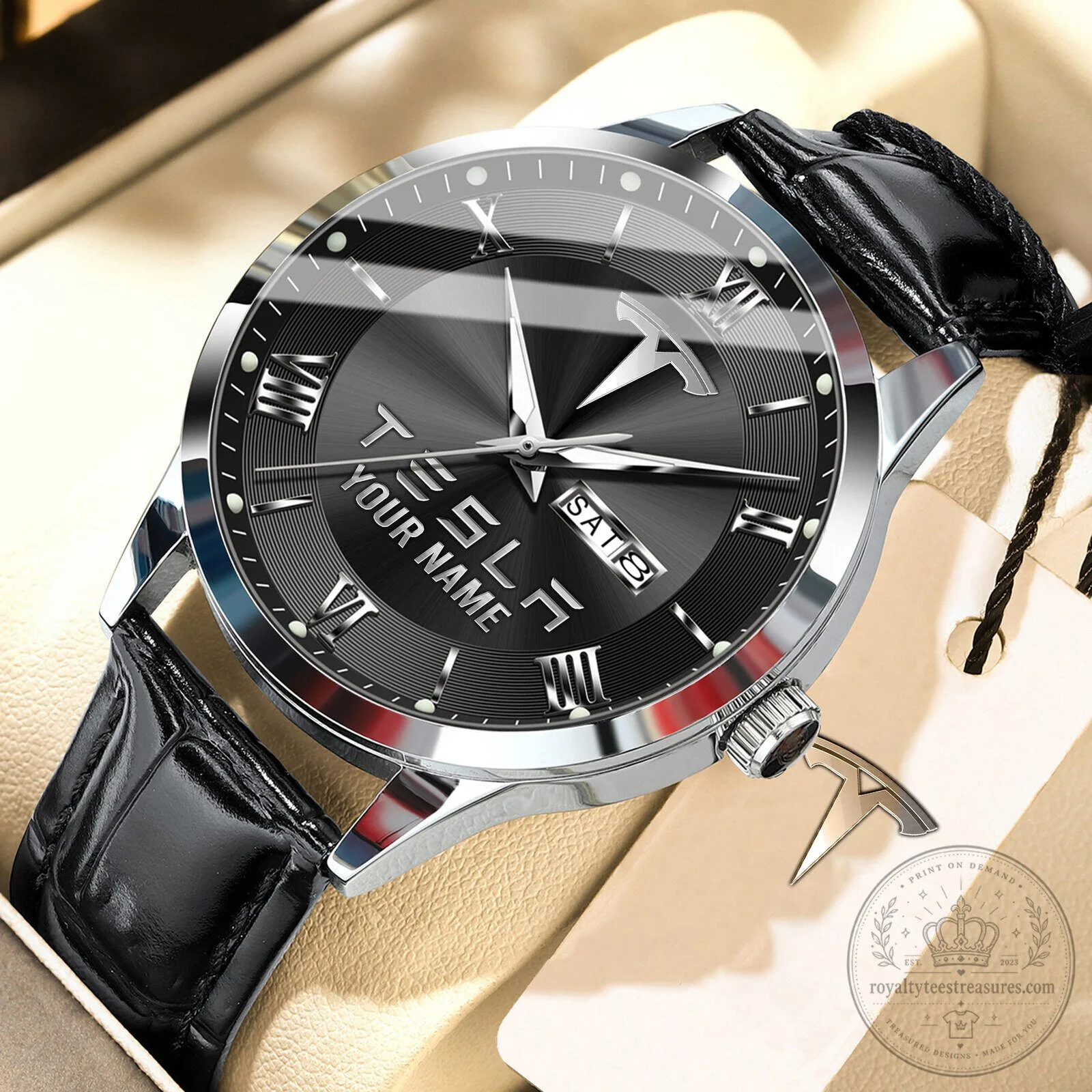 Tesla Custom Name Elegant Fashion Design Leather Men's Watch 16 Tesla Custom Name Elegant Fashion Design Leather Men