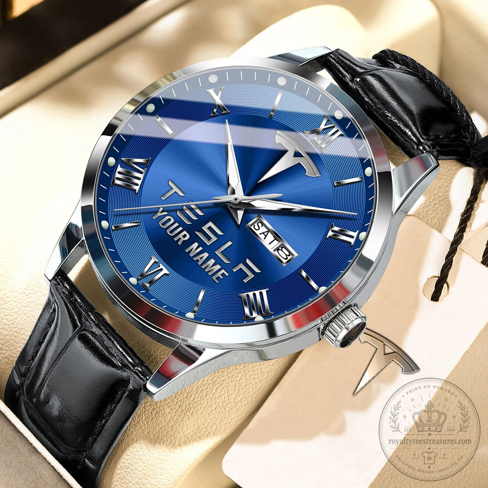 Tesla Custom Name Elegant Fashion Design Leather Men's Watch 17 Tesla Custom Name Elegant Fashion Design Leather Men