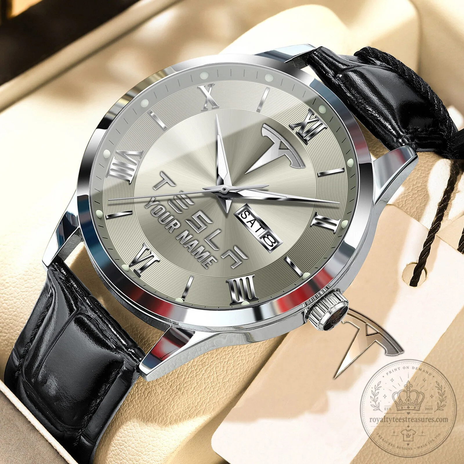 Tesla Custom Name Elegant Fashion Design Leather Men's Watch 18 Tesla Custom Name Elegant Fashion Design Leather Men