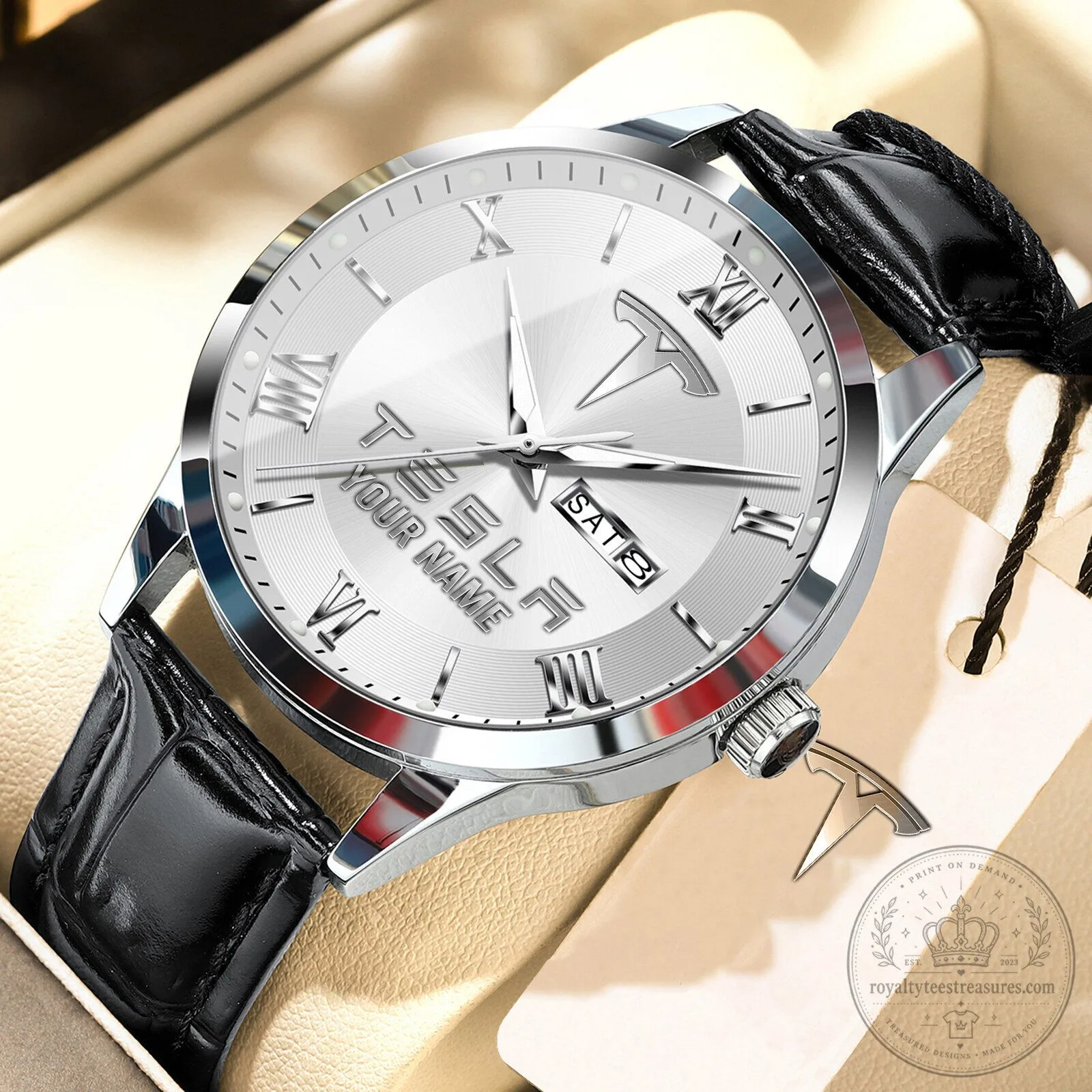 Tesla Custom Name Elegant Fashion Design Leather Men's Watch 19 Tesla Custom Name Elegant Fashion Design Leather Men