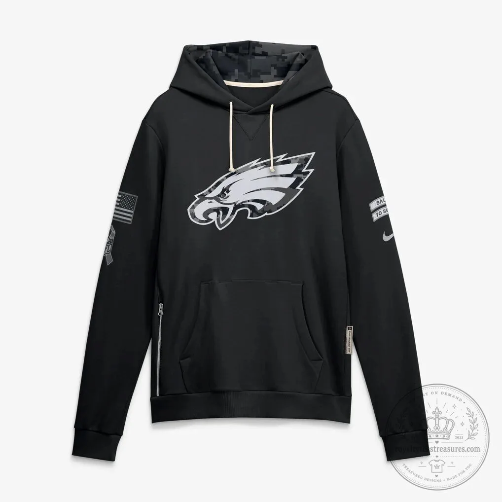 Philadelphia Eagles Black Salute to Service Sideline Performance Hoodie
