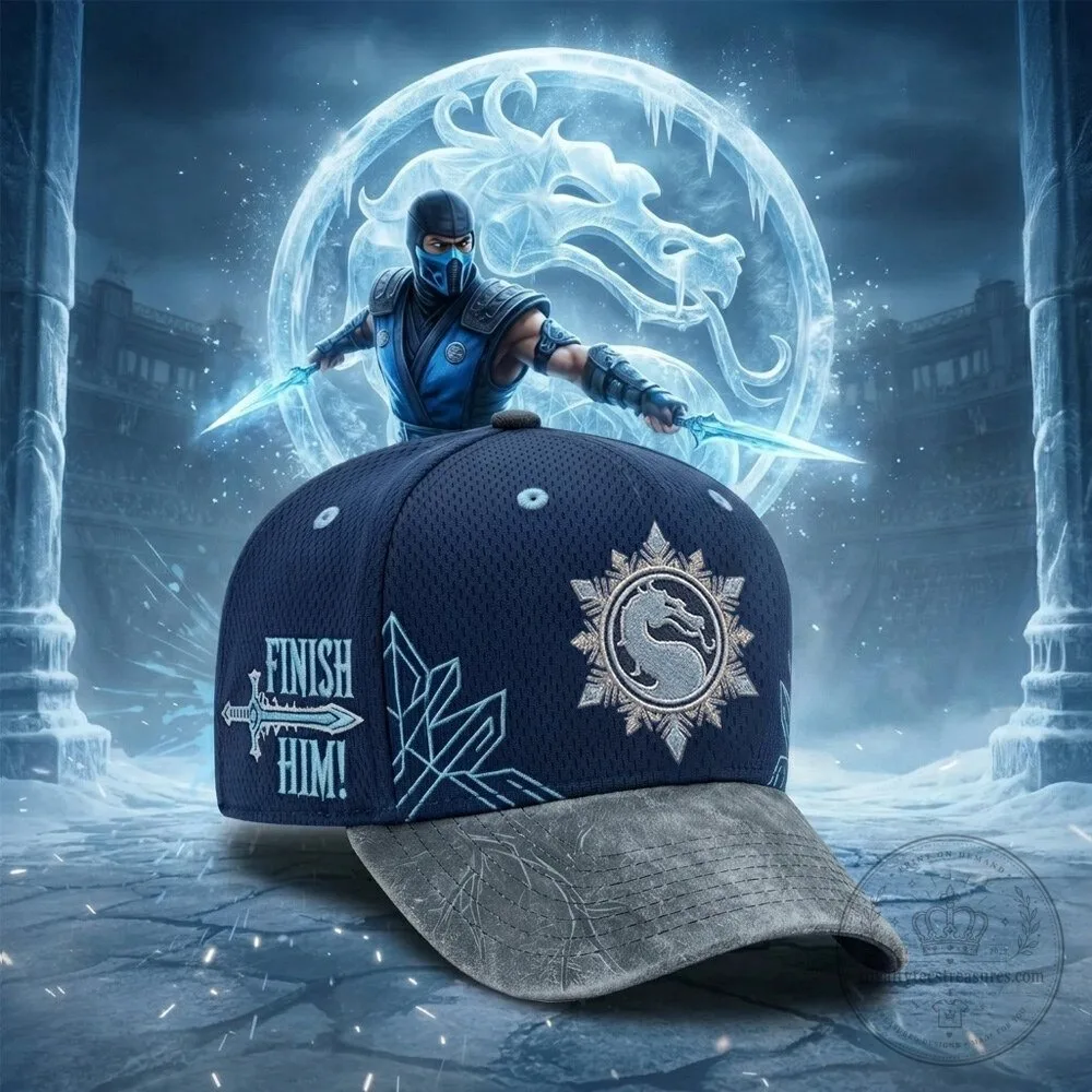 Mortal Kombat Sub-Zero Embroidered Dragon Logo Baseball Cap Hat 3 Mortal Kombat Sub-Zero Embroidered Dragon Logo Baseball Cap Hat