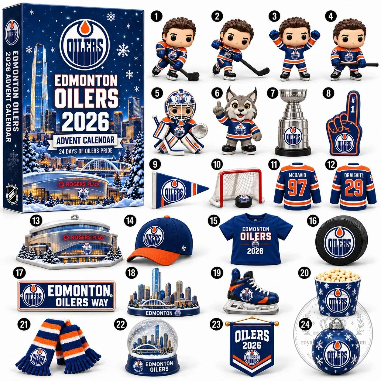 Edmonton Oilers 2026 NHL 24 Day Game Day Surprise Countdown Advent Calendar