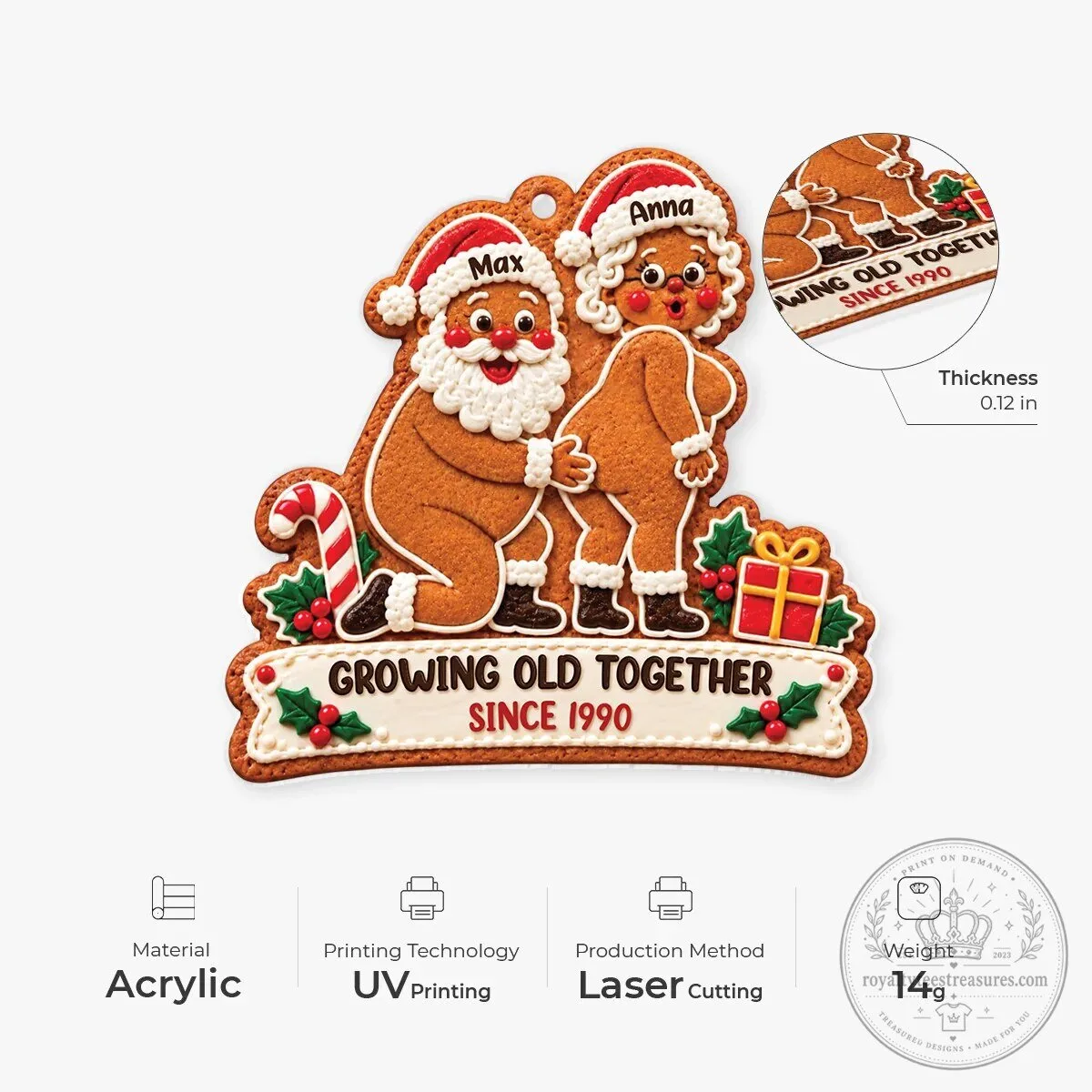 Personalized Gingerbread Couple Growing Old Together Christmas Ornament 8 Personalized Gingerbread Couple Growing Old Together Christmas Ornament