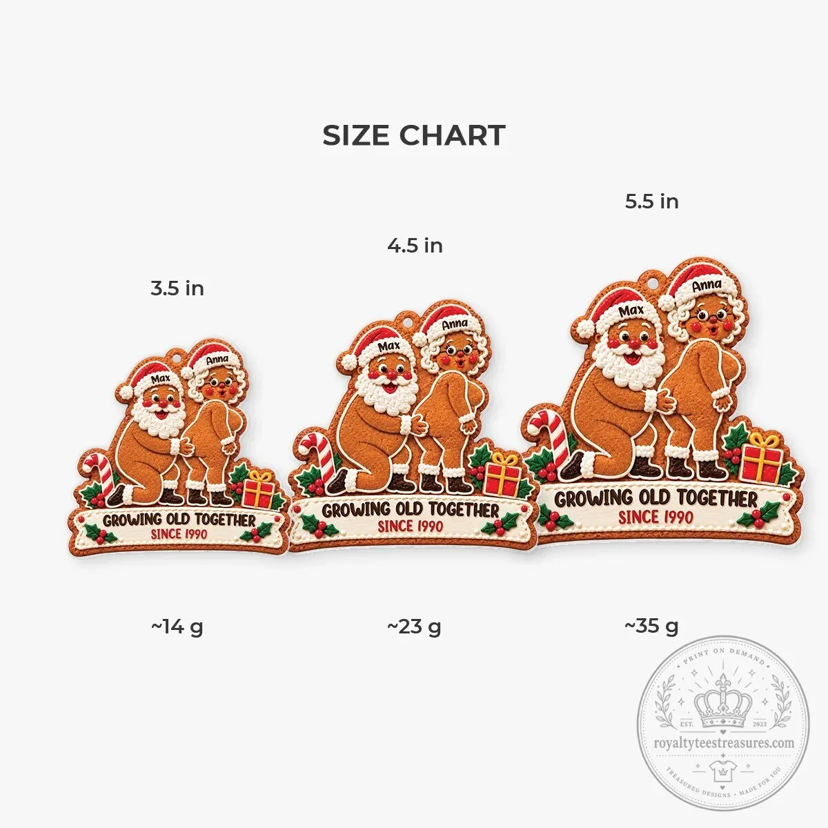 Personalized Gingerbread Couple Growing Old Together Christmas Ornament 9 Personalized Gingerbread Couple Growing Old Together Christmas Ornament