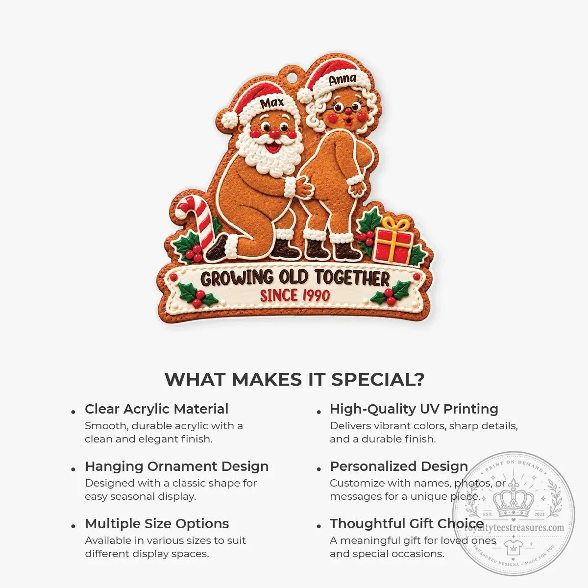 Personalized Gingerbread Couple Growing Old Together Christmas Ornament 11 Personalized Gingerbread Couple Growing Old Together Christmas Ornament