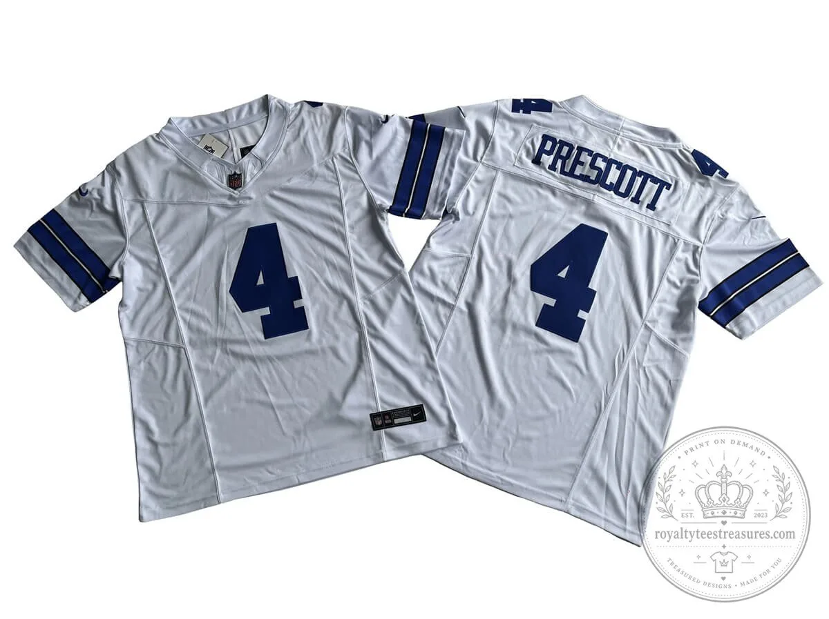 Dak Prescott Dallas Cowboys White Football Jersey Number 4