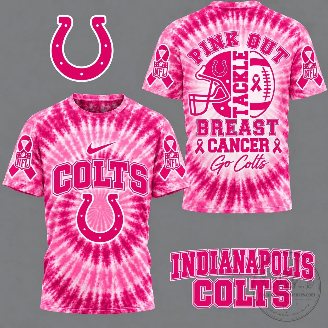Indianapolis Colts Pink Out Tackle Breast Cancer Tie-Dye Short Sleeve T-Shirt