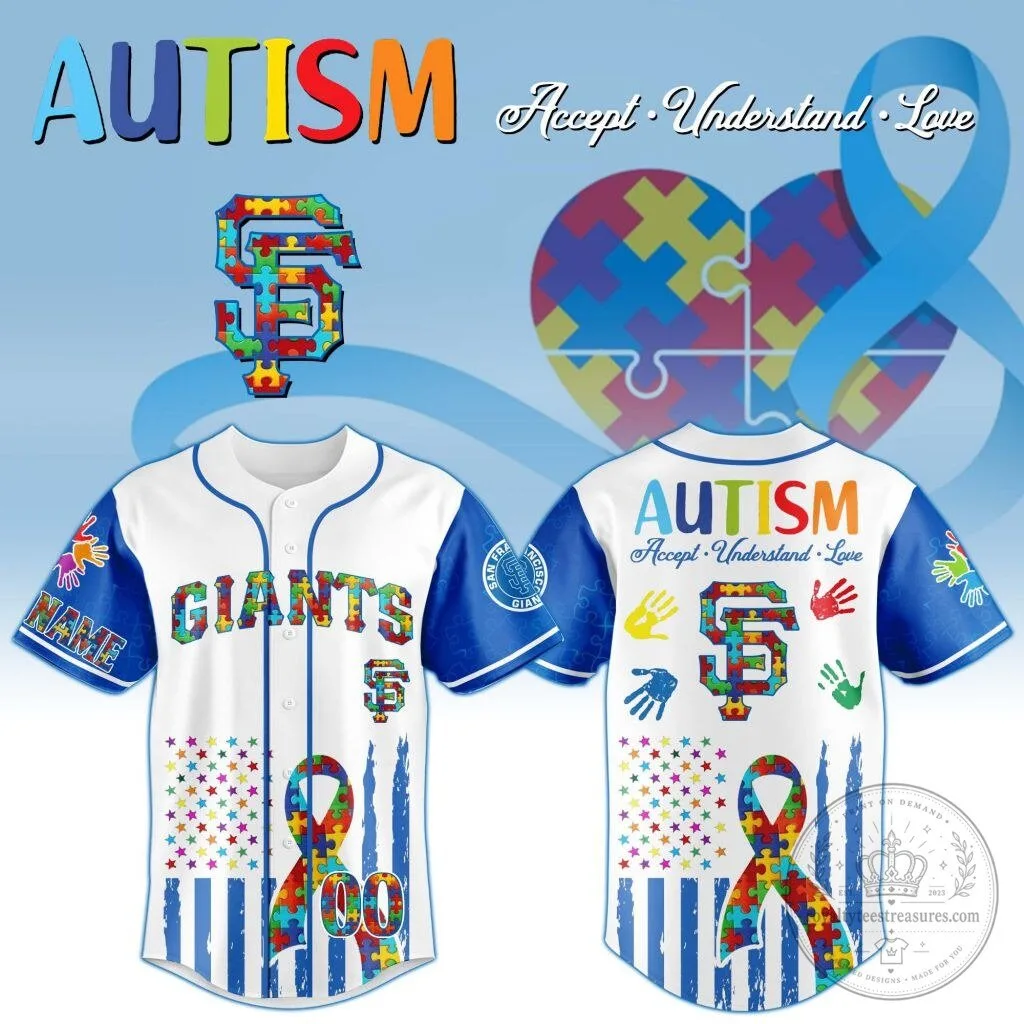 San Francisco Giants Autism Awareness Personalized Baseball Jersey