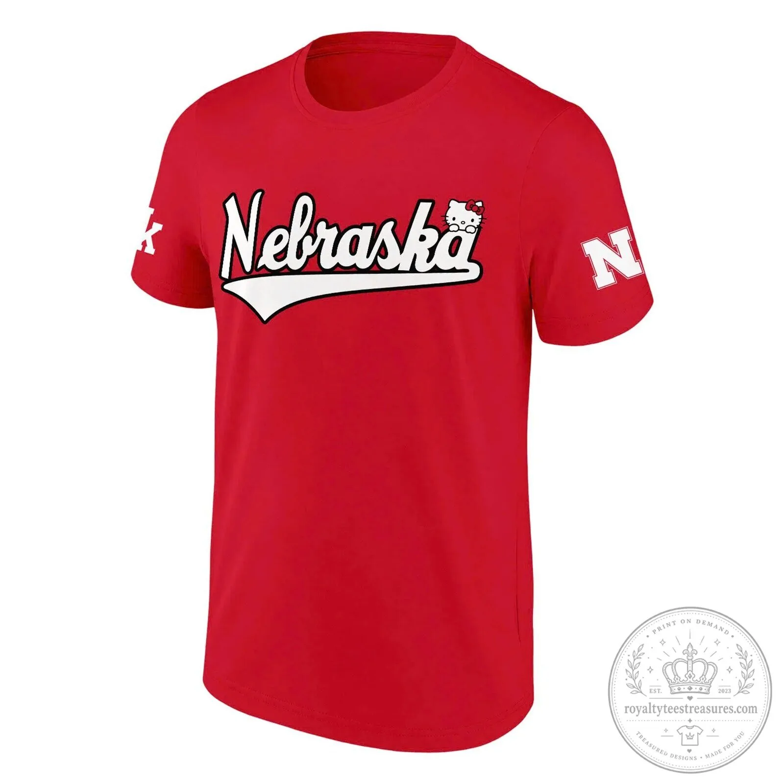 Nebraska Volleyball Hello Kitty Red Graphic T-Shirt 4 Nebraska Volleyball Hello Kitty Red Graphic T-Shirt