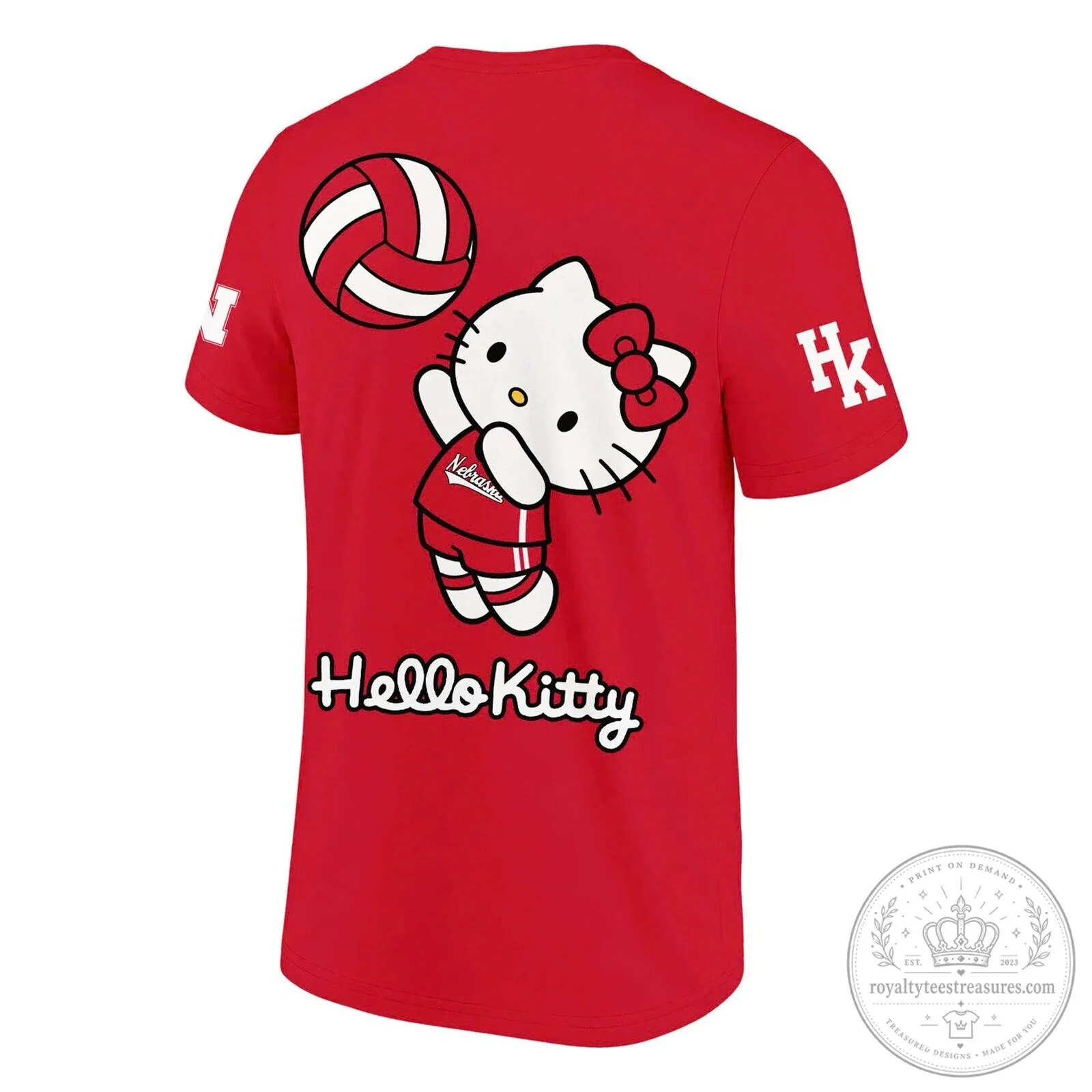 Nebraska Volleyball Hello Kitty Red Graphic T-Shirt 5 Nebraska Volleyball Hello Kitty Red Graphic T-Shirt