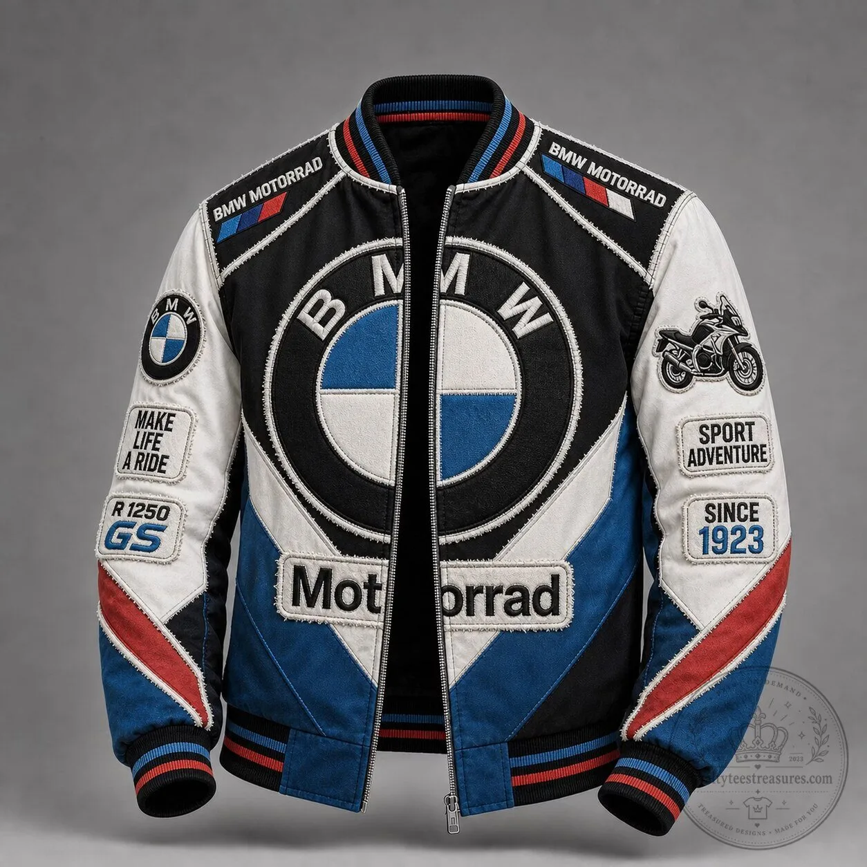 BMW Motorrad Sport Adventure Motorcycle Bomber Jacket with Patches