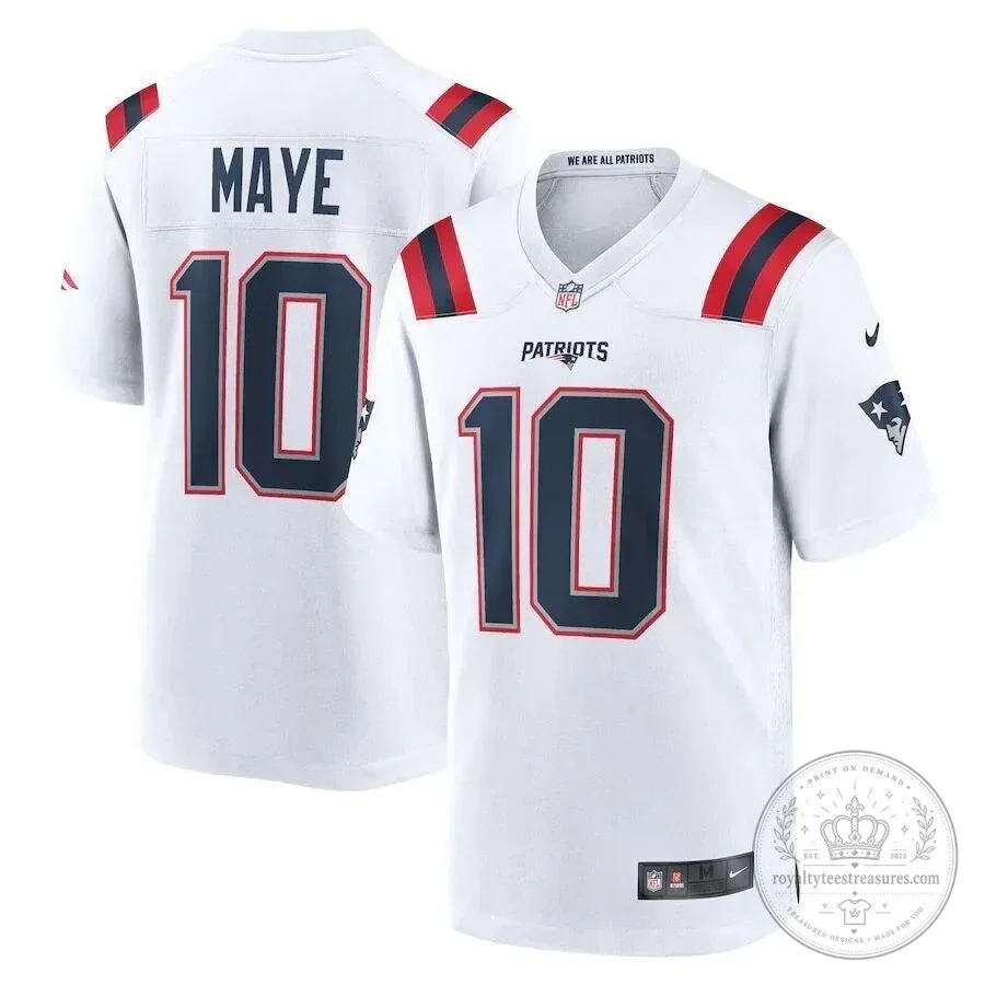 Drake Maye New England Patriots White Football Jersey