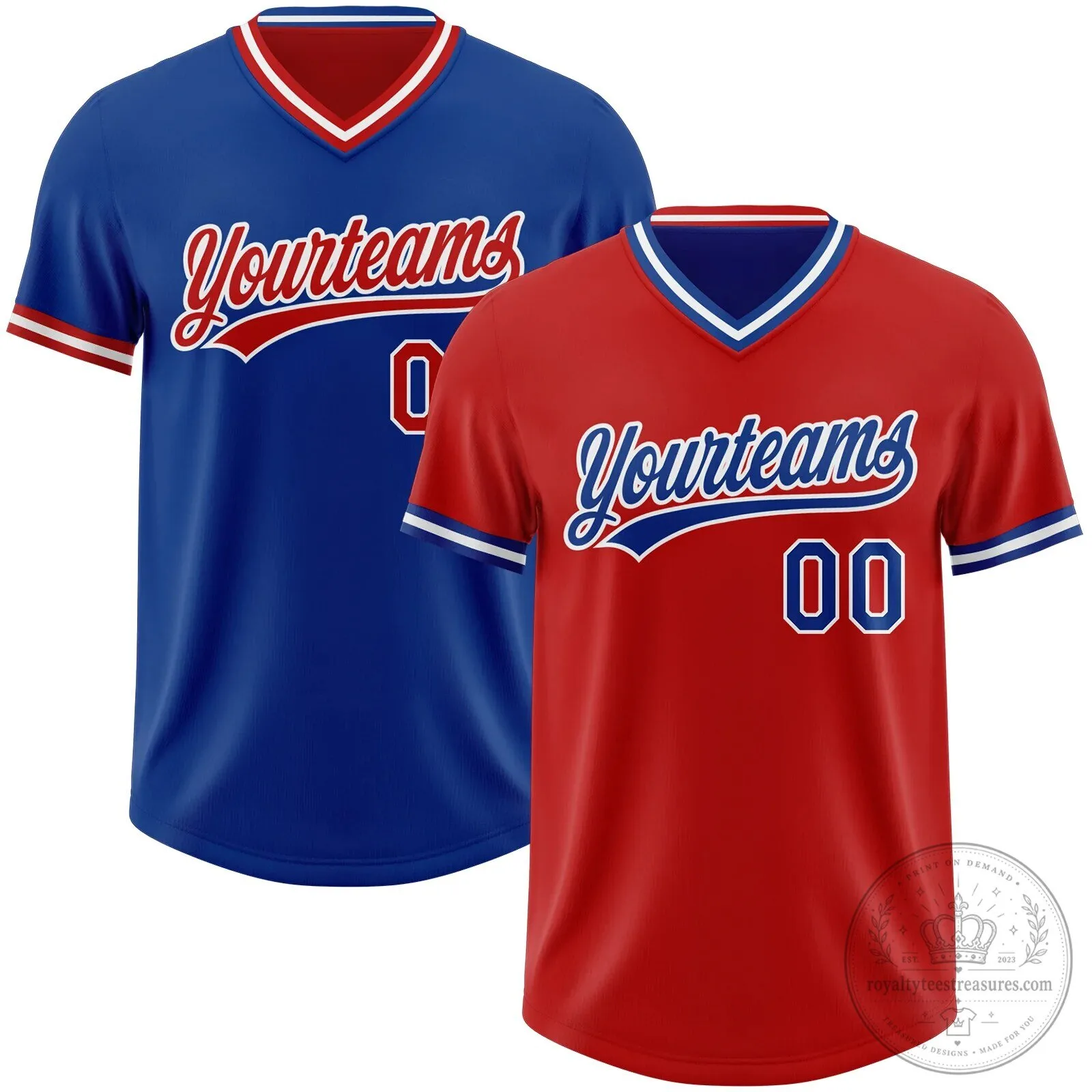 Custom Red Royal Blue Reversible Baseball Jersey Shirt with Yourteams Logo 7 Custom Red Royal Blue Reversible Baseball Jersey Shirt with Yourteams Logo