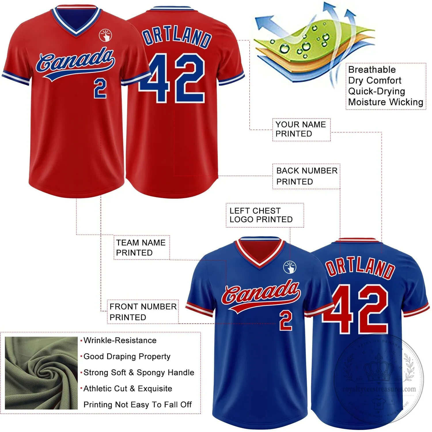 Custom Red Royal Blue Reversible Baseball Jersey Shirt with Yourteams Logo 11 Custom Red Royal Blue Reversible Baseball Jersey Shirt with Yourteams Logo