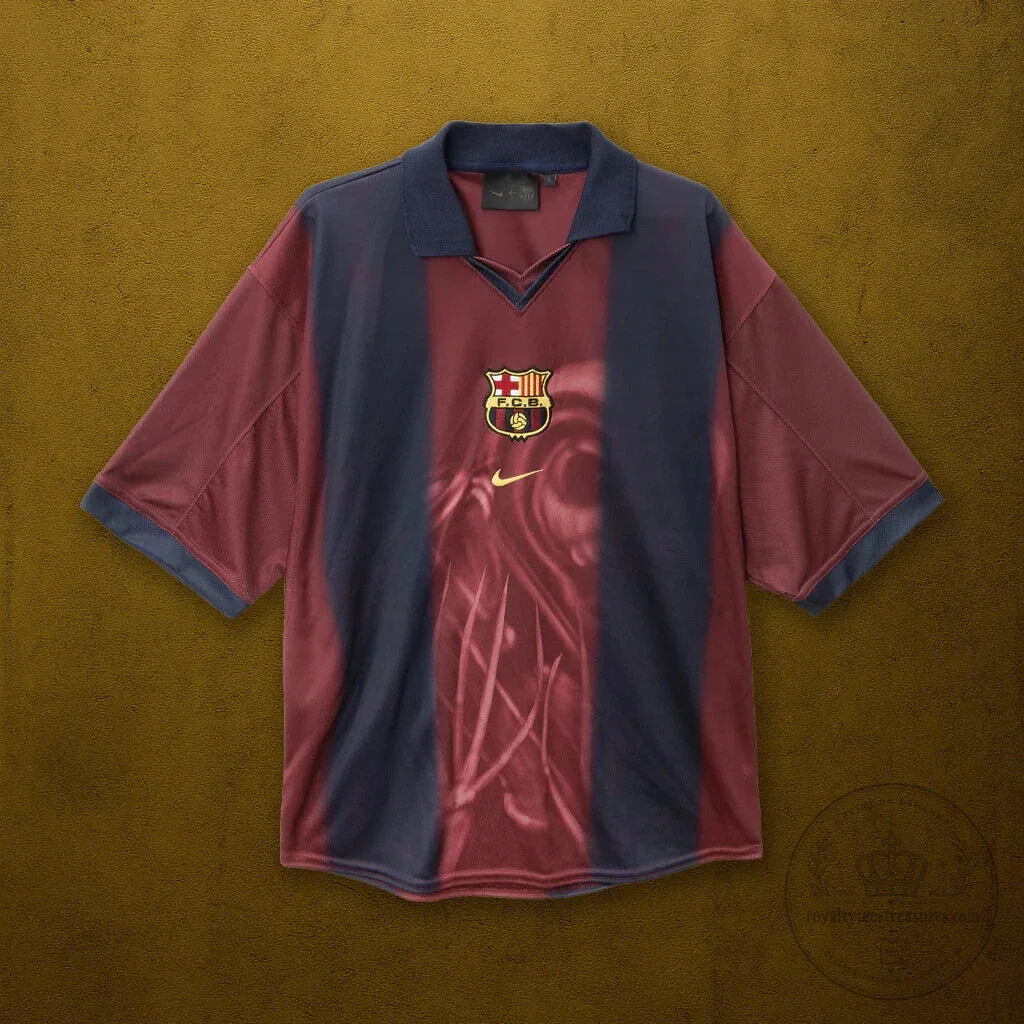 Barcelona Football Club Retro 2000-2001 Home Skeleton Jersey