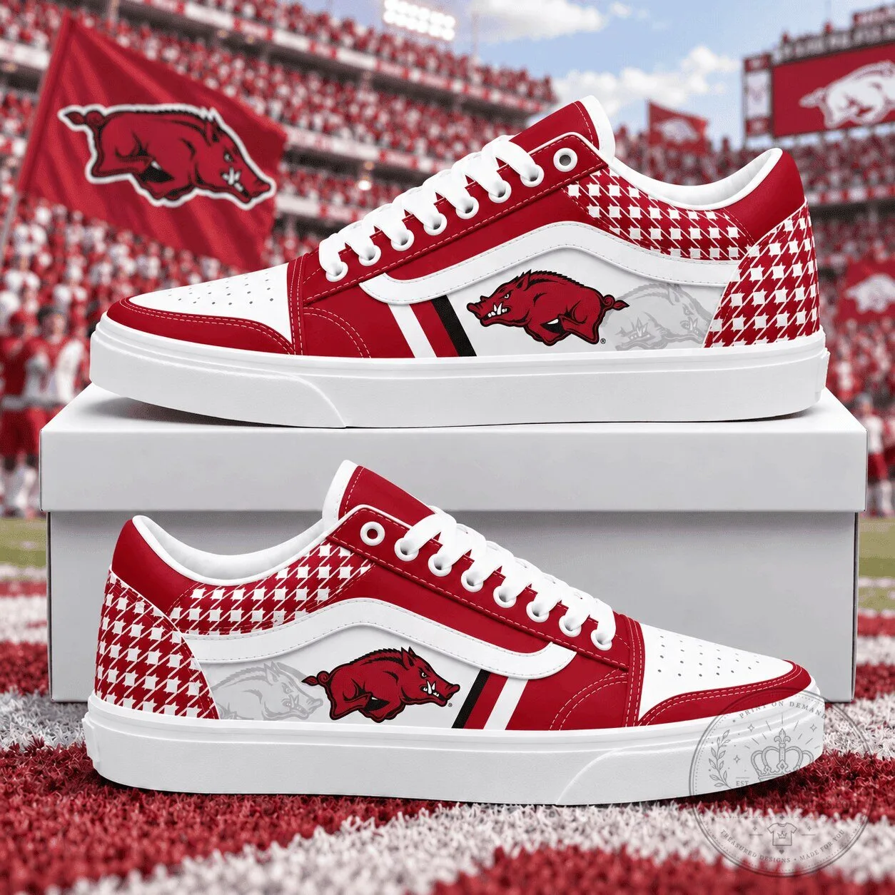 Arkansas Razorbacks NCAA Classic Houndstooth Sideline Athletic Shoes
