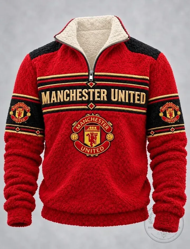 Manchester United Football Club Red Fleece Half-Zip Sweatshirt