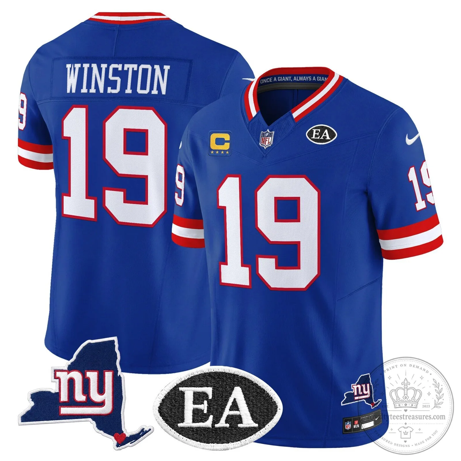 New York Giants Jameis Winston Royal Blue Football Jersey