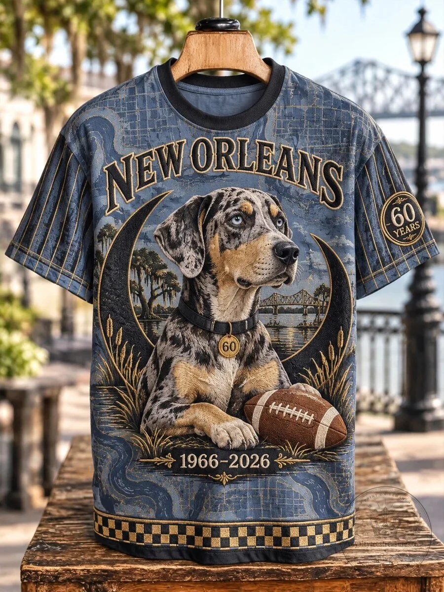 New Orleans Saints Football Team Leopard Dog Fan Art T-Shirt