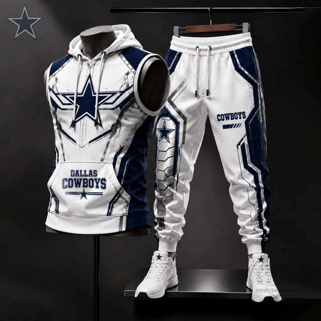 Dallas Cowboys Football Team Sleeveless Hoodie and Jogger Pants Set Dallas Cowboys Football Team Sleeveless Hoodie and Jogger Pants Set
