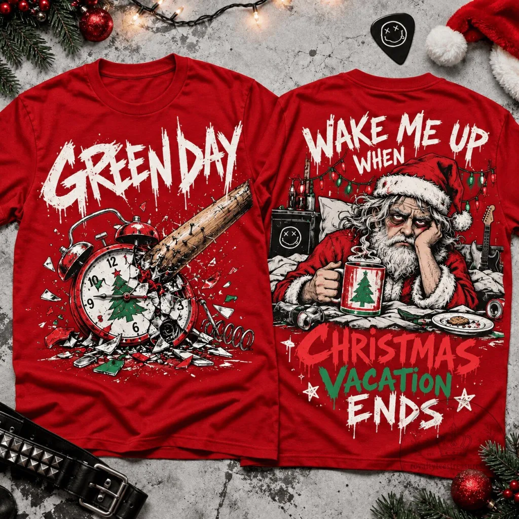 Green Day Wake Me Up When Christmas Vacation Ends Holiday T-Shirt