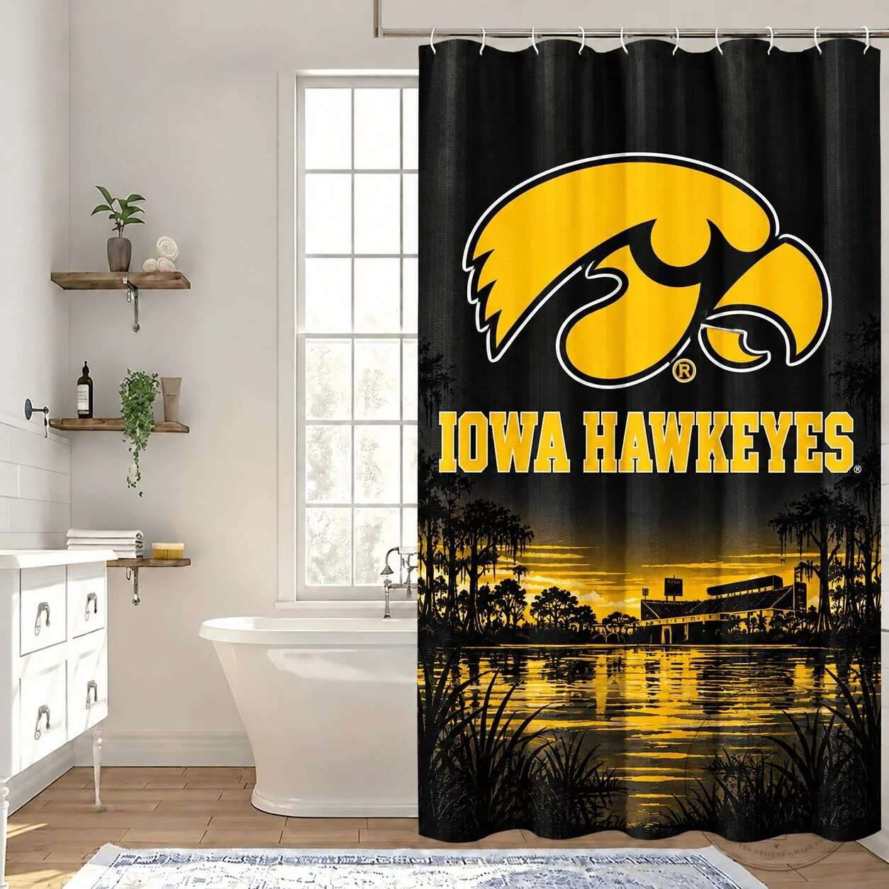 Iowa Hawkeyes Football Team Stadium Sunset Shower Curtain
