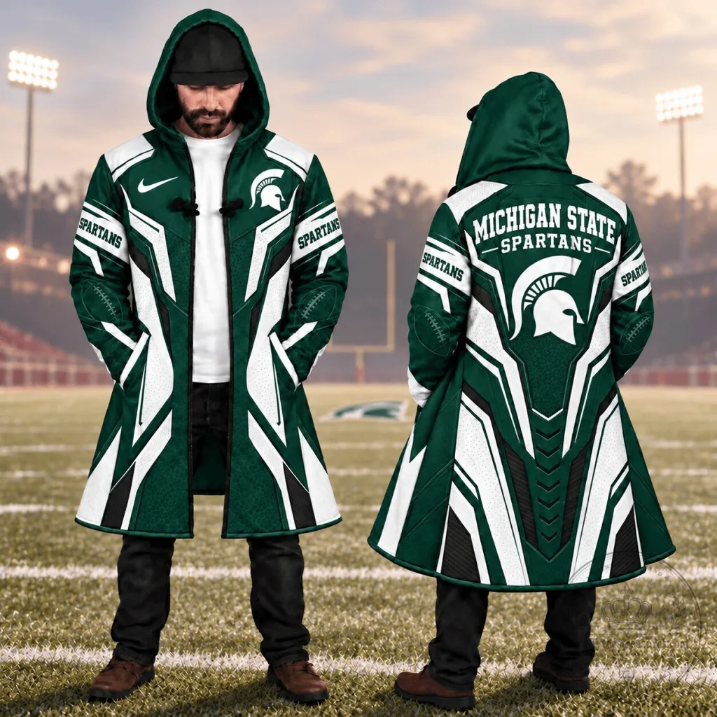 Michigan State Spartans Football Team Logo Design Winter Cloak Jacket