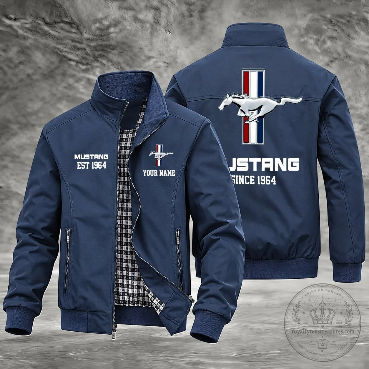 Ford Mustang Est 1964 Custom Name Bomber Jacket for Men