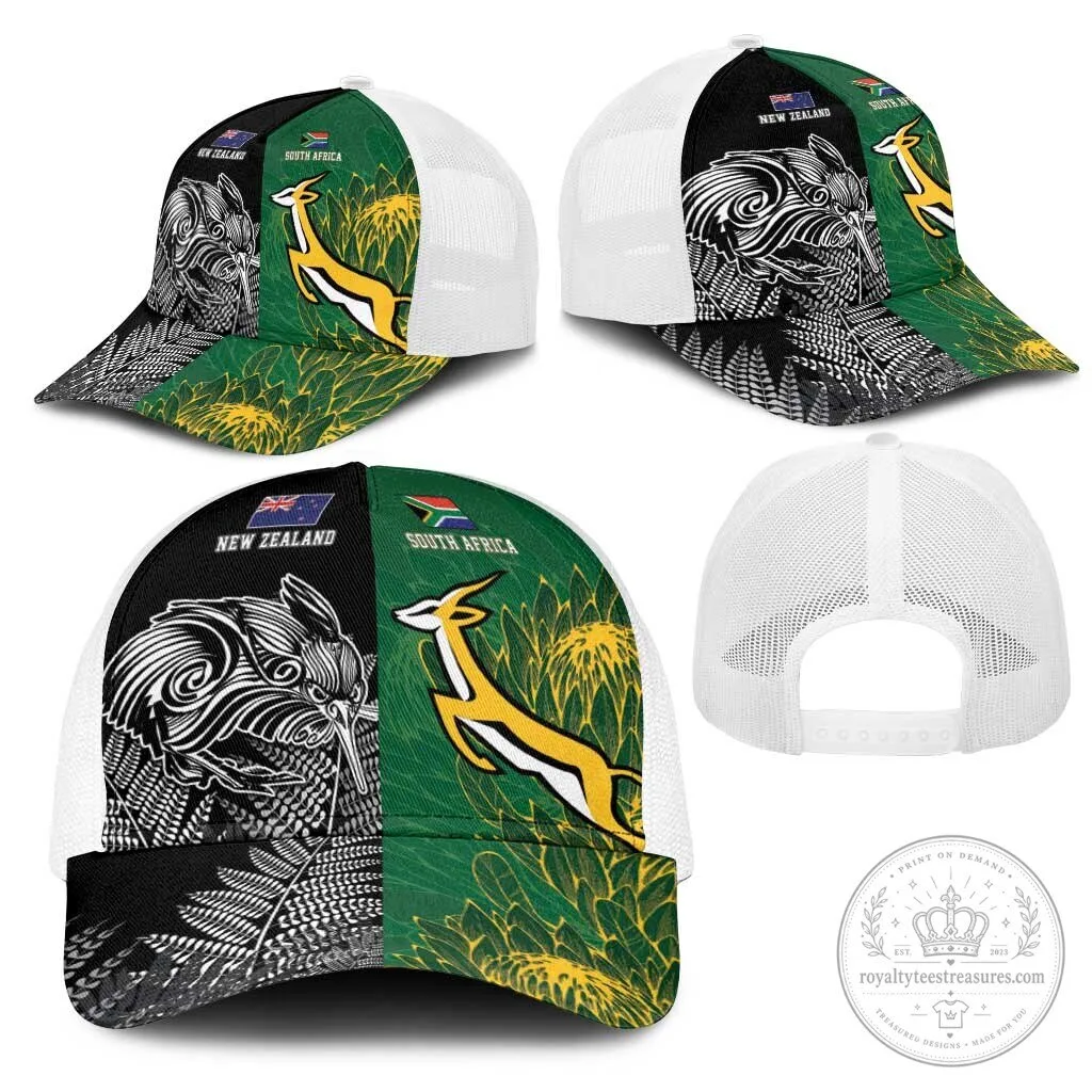 New Zealand South Africa Rugby Rivalry Mesh Trucker Cap Hat 8 New Zealand South Africa Rugby Rivalry Mesh Trucker Cap Hat