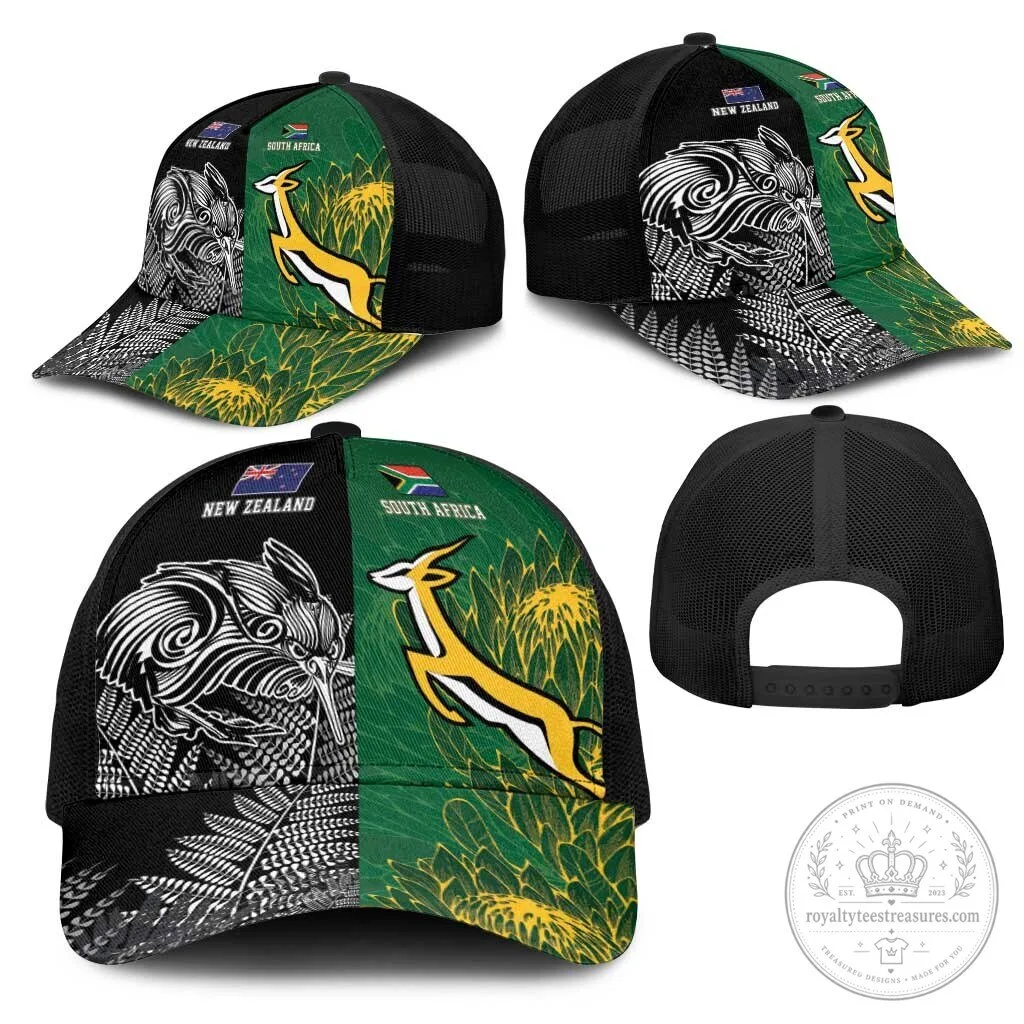 New Zealand South Africa Rugby Rivalry Mesh Trucker Cap Hat 9 New Zealand South Africa Rugby Rivalry Mesh Trucker Cap Hat